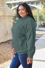 Basic Bae Full Size Ribbed Exposed Seam Mock Neck Knit Top - Flyclothing LLC