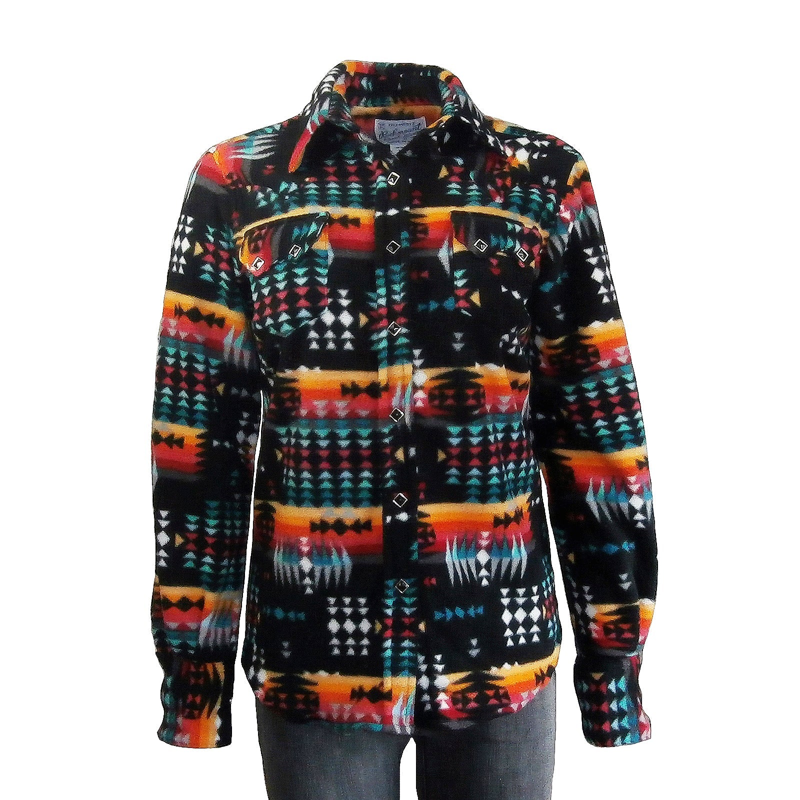 Rockmount Clothing Women's Native Pattern Fleece Western Shirt in Black & Red