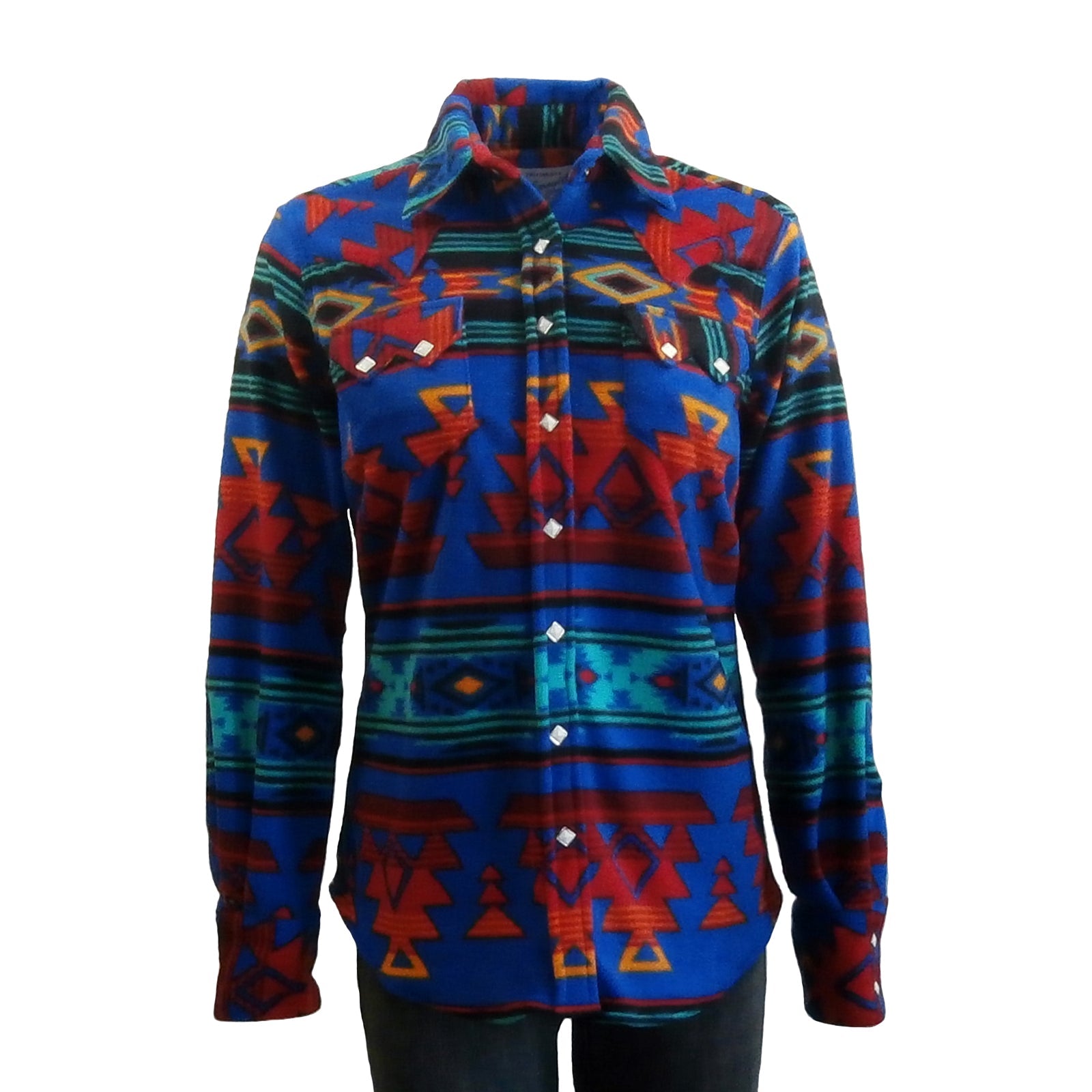 Rockmount Clothing Women's Native Pattern Fleece Western Shirt in Blue & Red