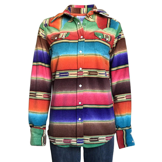 Rockmount Ranch Wear Womens Native Pattern Serape Stripe Fleece Western Shirt - Rockmount Clothing