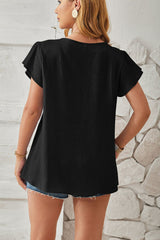 V-Neck Flutter Sleeve T-Shirt - Flyclothing LLC