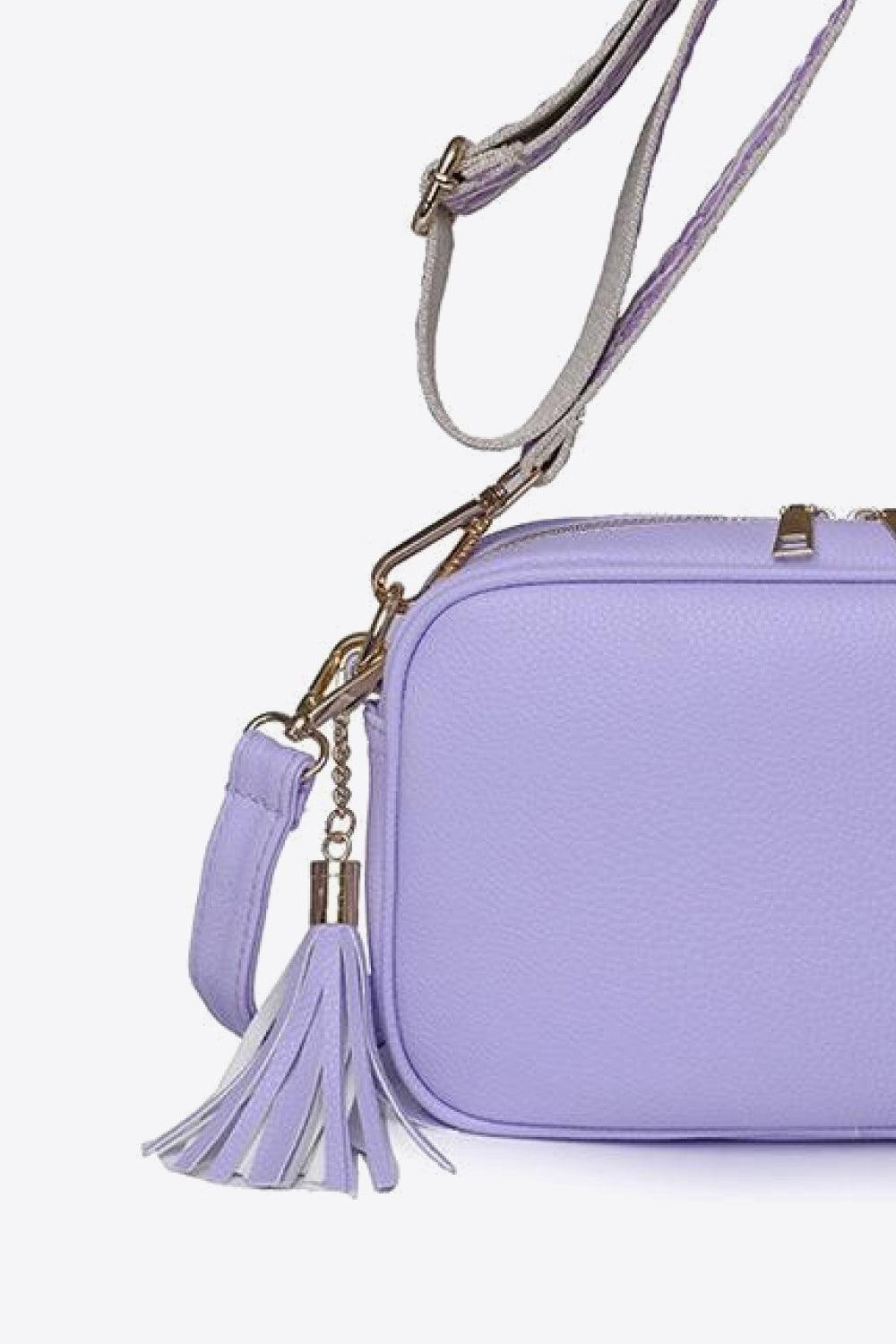 PU Leather Tassel Crossbody Bag - Trendsi