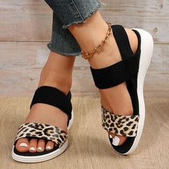 PU Leather Open Toe Low Heel Sandals - Trendsi