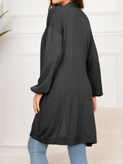 Dropped Shoulder Open Front Longline Cardigan - Flyclothing LLC