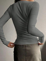 Half Button Long Sleeve T-Shirt - Flyclothing LLC