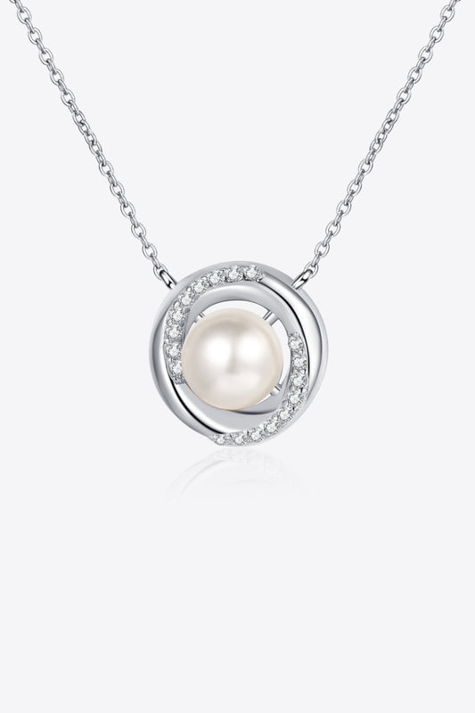 Moissanite Pearl Rhodium-Plated Necklace - Flyclothing LLC