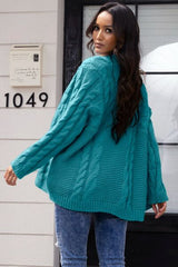 Open Front Cable-Knit Cardigan - Flyclothing LLC