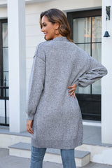 Open Front Dropped Shoulder Cardigan with Pocket - Flyclothing LLC