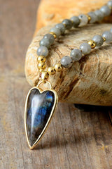 Natural Stone Pendant Beaded Necklace - Flyclothing LLC