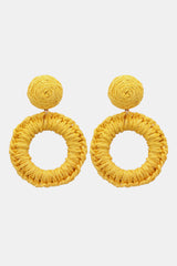 Round Shape Raffia Grass Dangle Earrings - Flyclothing LLC