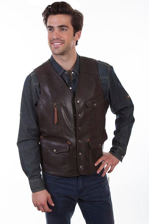 Scully DK BROWN RUGGED LAMB RUGGED MEN'S VEST - Flyclothing LLC