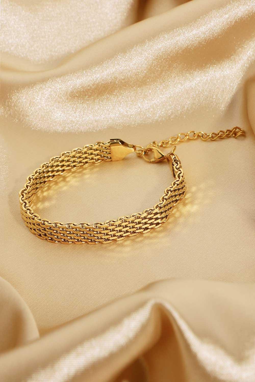 18K Gold-Plated Wide Chain Bracelet - Flyclothing LLC