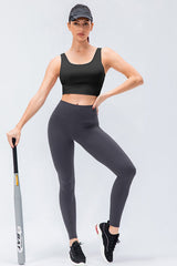 Wide Waistband Slim Fit Active Leggings - Flyclothing LLC