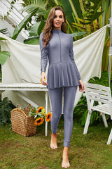 Mock Neck Long Sleeve One-Piece Swimwear - Flyclothing LLC