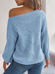 Openwork Long Sleeve Sweater - Flyclothing LLC