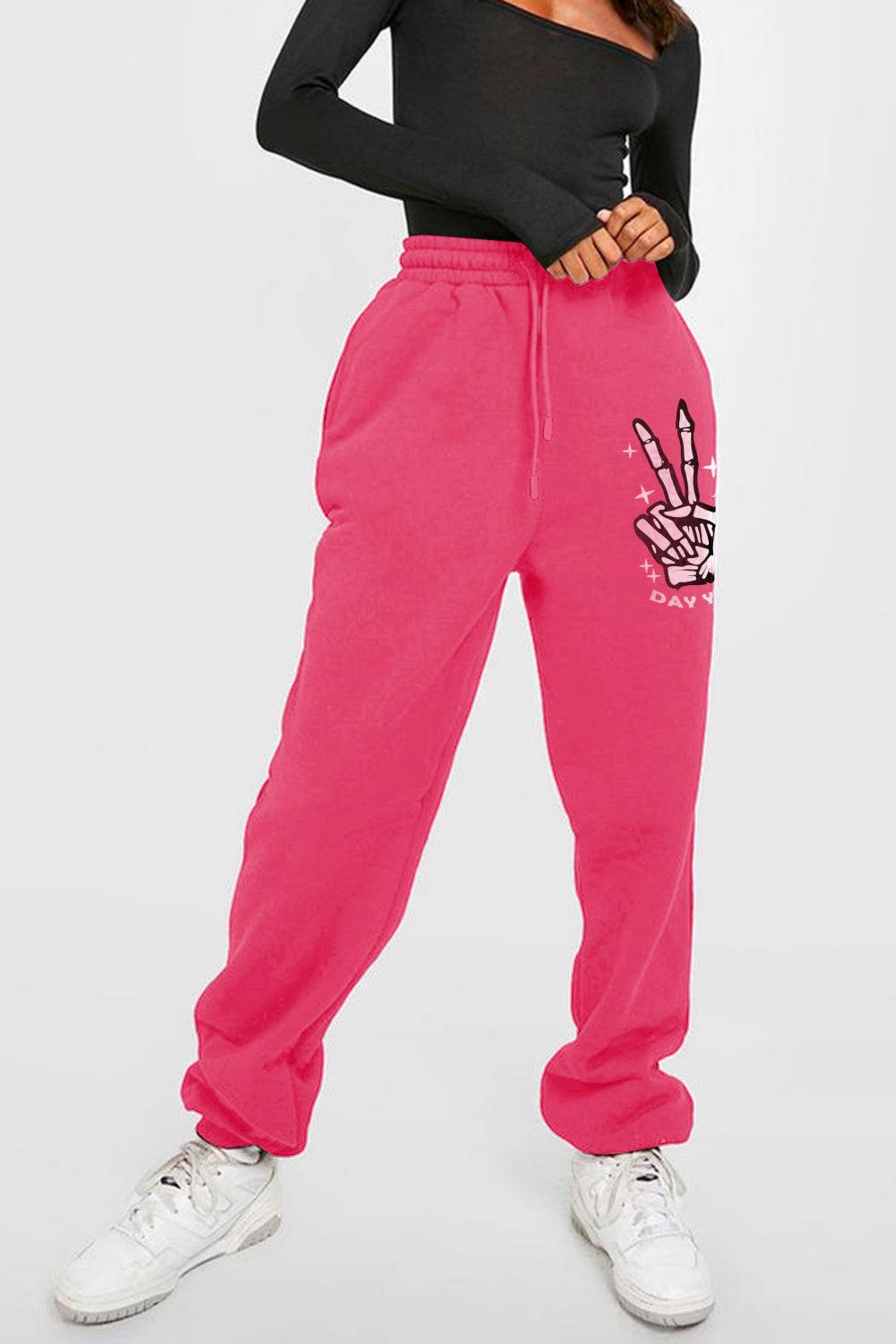 Simply Love Simply Love Full Size Drawstring DAY YOU DESERVE Graphic Long Sweatpants - Flyclothing LLC