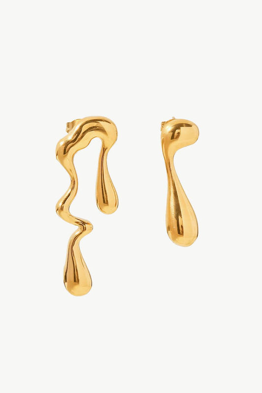 18K Gold Plated Geometric Mismatched Earrings - Flyclothing LLC