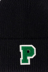 Letter Patch Cuffed Knit Beanie - Flyclothing LLC