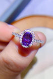 925 Sterling Silver 1 Carat Purple Moissanite Ring - Flyclothing LLC