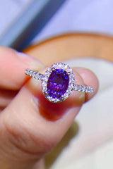 925 Sterling Silver 1 Carat Purple Moissanite Ring - Trendsi