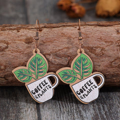 Wooden Alloy Dangle Earrings - Flyclothing LLC