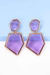 Geometrical Shape Zinc Alloy Frame Resin Dangle Earrings - Flyclothing LLC