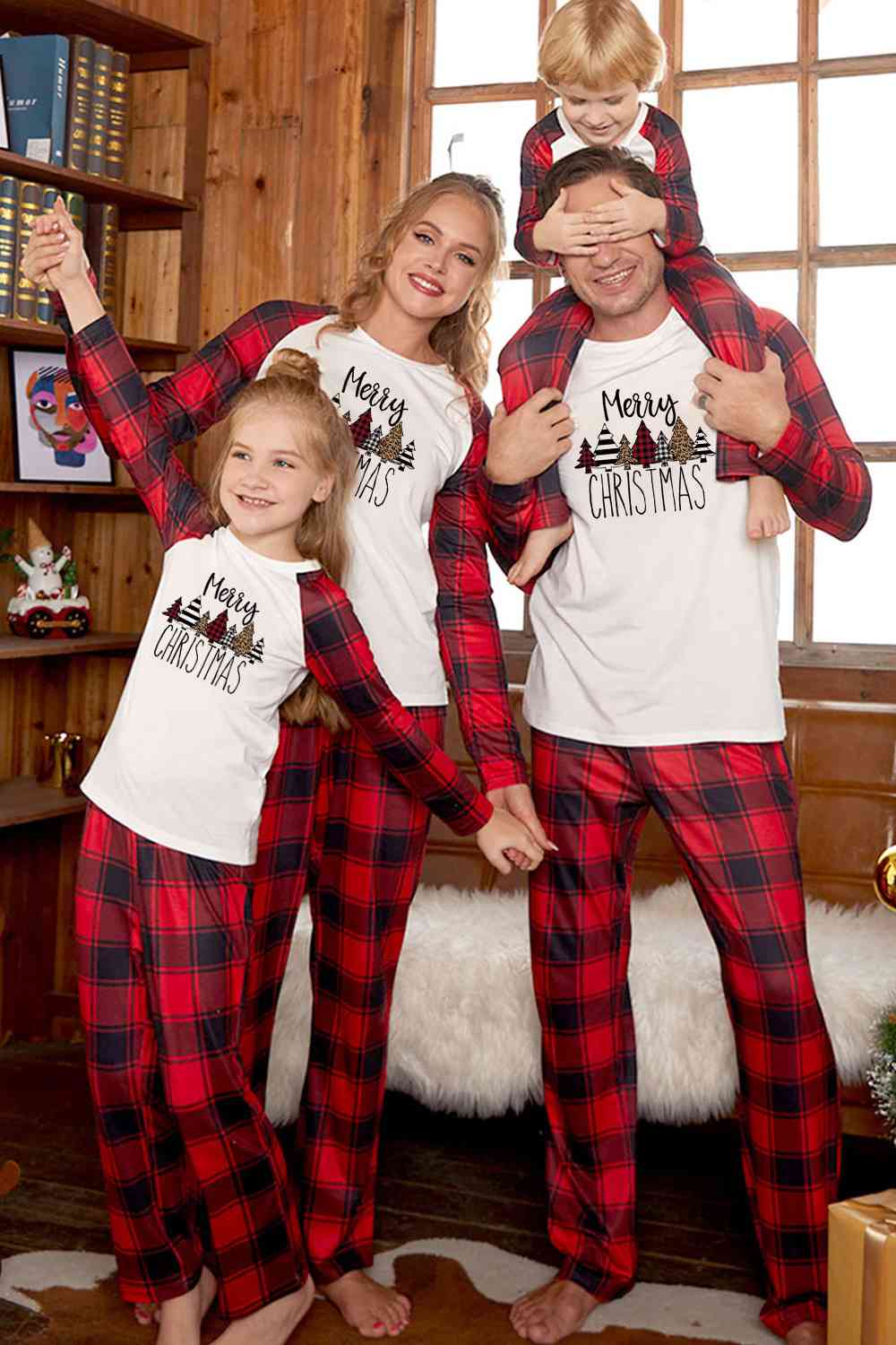 MERRY CHRISTMAS Graphic Top and Plaid Pants Set - Flyclothing LLC