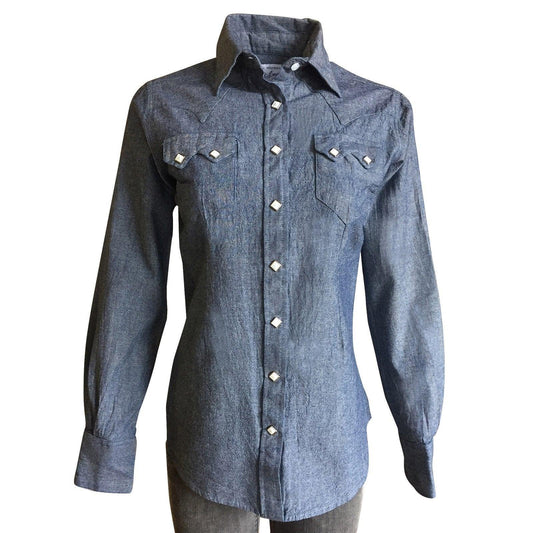 Rockmount Ranch Wear Womens Classic Chambray Sawtooth Western Shirt - Rockmount Clothing