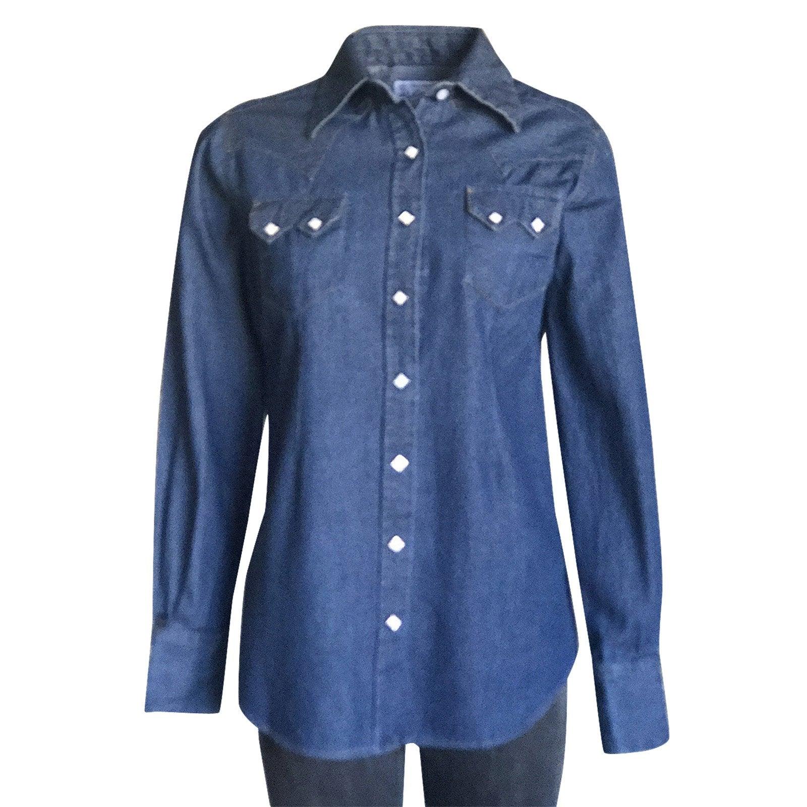 Rockmount Ranch Wear Womens Classic Stonewash Denim Sawtooth Western Shirt - Flyclothing LLC