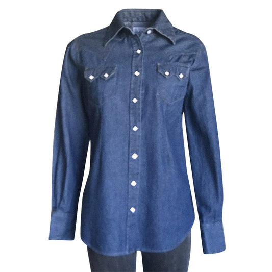 Rockmount Ranch Wear Womens Classic Stonewash Denim Sawtooth Western Shirt - Rockmount Clothing