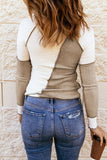 Color Block Exposed Seam Knit Top - Flyclothing LLC