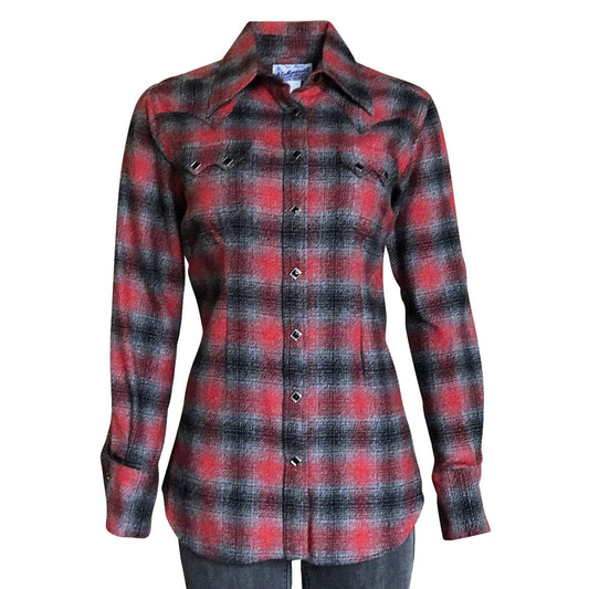 Rockmount Ranch Wear Womens Red & Grey Plaid Flannel Western Shirt - Rockmount Clothing