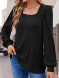 Square Neck Long Sleeve Top - Flyclothing LLC