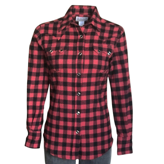 Rockmount Ranch Wear Womens Red Buffalo Check Flannel Shirt - Rockmount Clothing