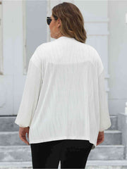 Plus Size Open Front Long Sleeve Cardigan - Flyclothing LLC