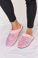 Forever Link Sequin Plush Round Toe Slippers - Flyclothing LLC