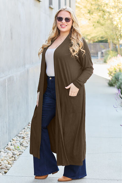 Basic Bae Full Size Open Front Long Sleeve Cover Up - Flyclothing LLC