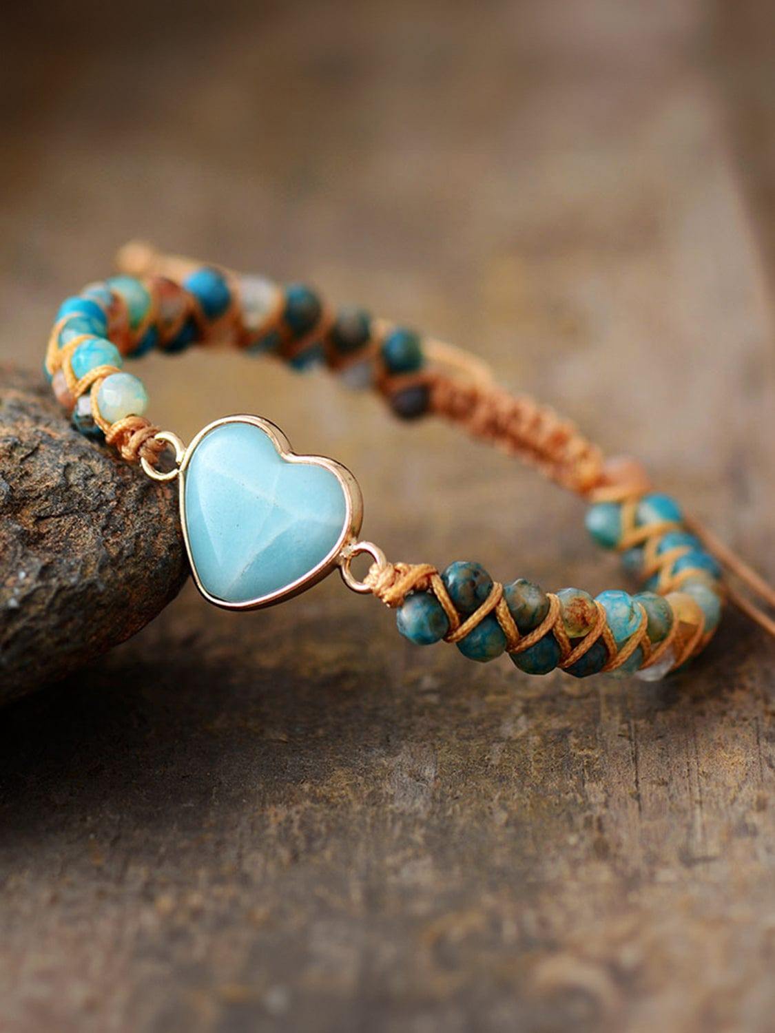 Heart Shape Beaded Bracelet - Trendsi