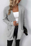 Rib-Knit Open Front Pocketed Cardigan - Flyclothing LLC