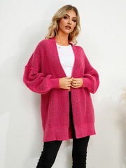 Open Front Dropped Shoulder Cardigan - Flyclothing LLC