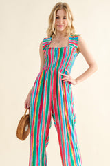 And The Why Full Size Striped Smocked Sleeveless Jumpsuit - Flyclothing LLC