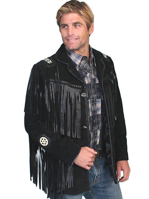 Scully BLACK BOAR SUEDE HAND LACED BEAD TRIM COAT - Flyclothing LLC