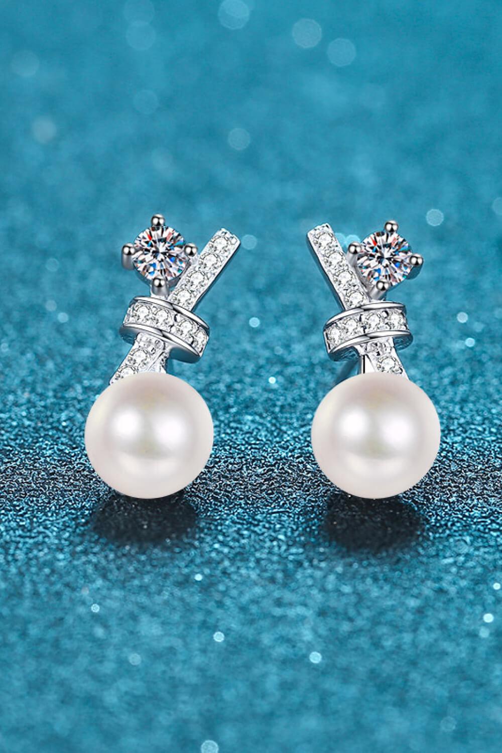 Pearl Moissanite Stud Earrings - Flyclothing LLC