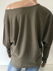 Boat Neck Long Sleeve Sweatshirt - Flyclothing LLC