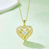 Moissanite 925 Sterling Silver Heart Shape Necklace - Flyclothing LLC