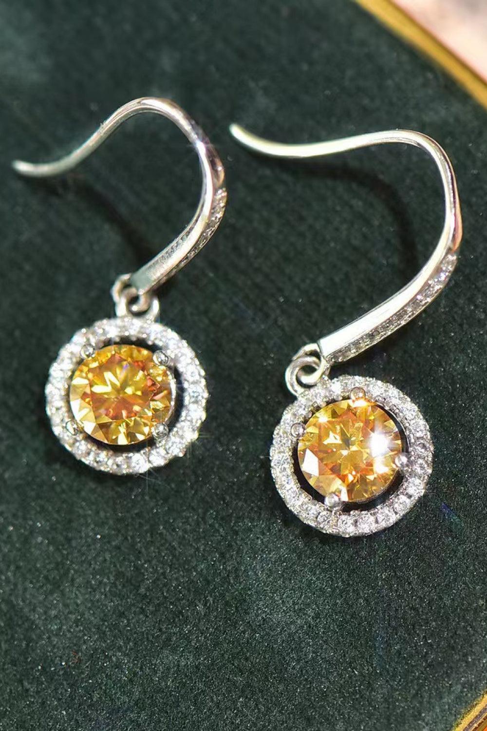 18K Platinum-Plated Moissanite Drop Earrings - Flyclothing LLC