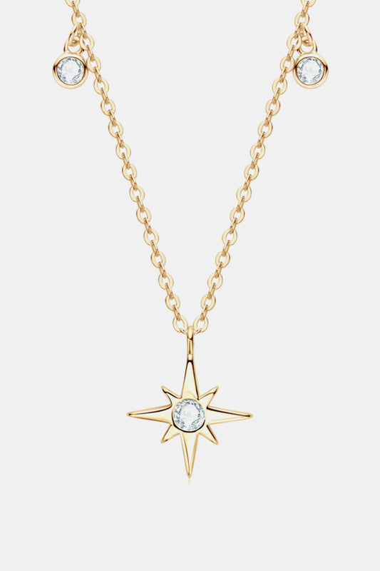 Moissanite North Star Pendant 925 Sterling Silver Necklace - Flyclothing LLC