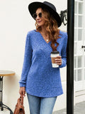 Ribbed Surplice Long Sleeve T-Shirt - Flyclothing LLC