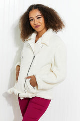 Davi & Dani Come a Little Closer Full Size Faux Fur Jacket - Trendsi