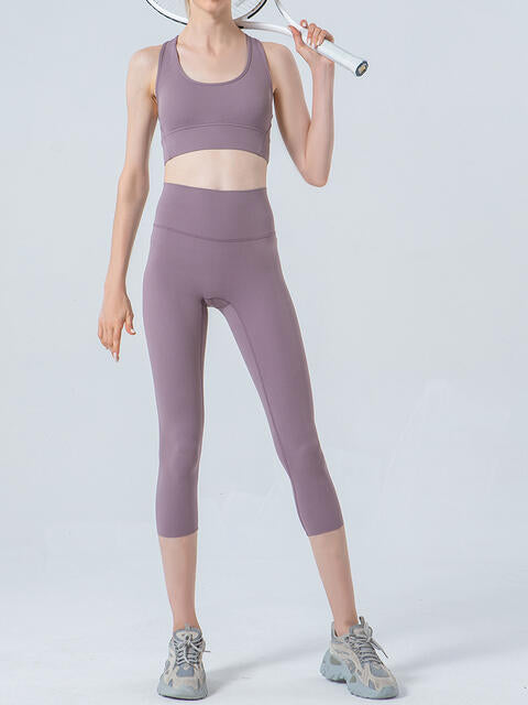 Wide Waistband Cropped Sports Leggings - Flyclothing LLC